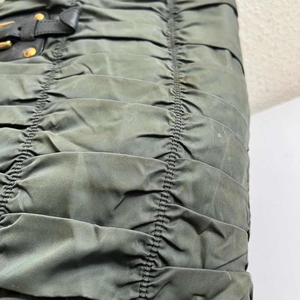 Prada Olive Green Quilted Nylon Tote with Gold Hardware - Picture 10 of 16